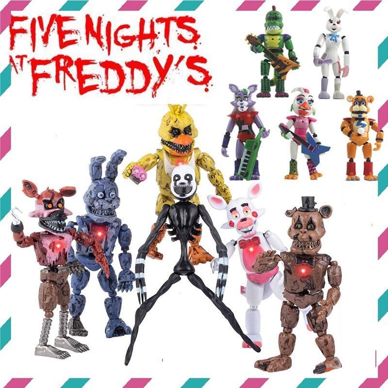 19 Cm FNAF Five Nights at Freddy's Action Figures Nightmare Freddy Chica Bonnie Funtime Foxy Figuras De Ação Em PVC Brin
