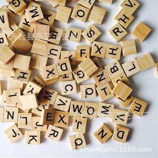100 peças/pacote cubos de artesanato de madeira 26 letras em inglês DIY ortografia letras de alfabetização lascas de mad