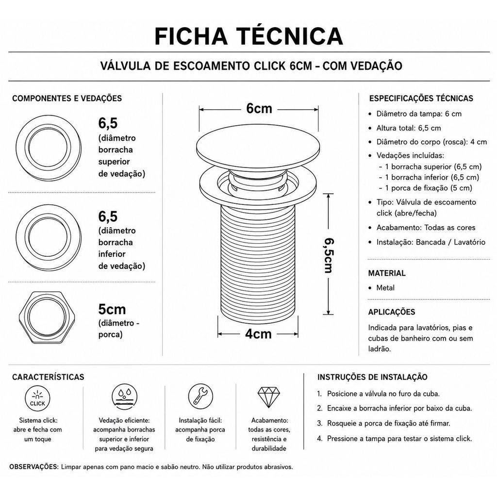 Válvula click para cuba de banheiro 7/8 em metal gold matte — imagem 2 de 2