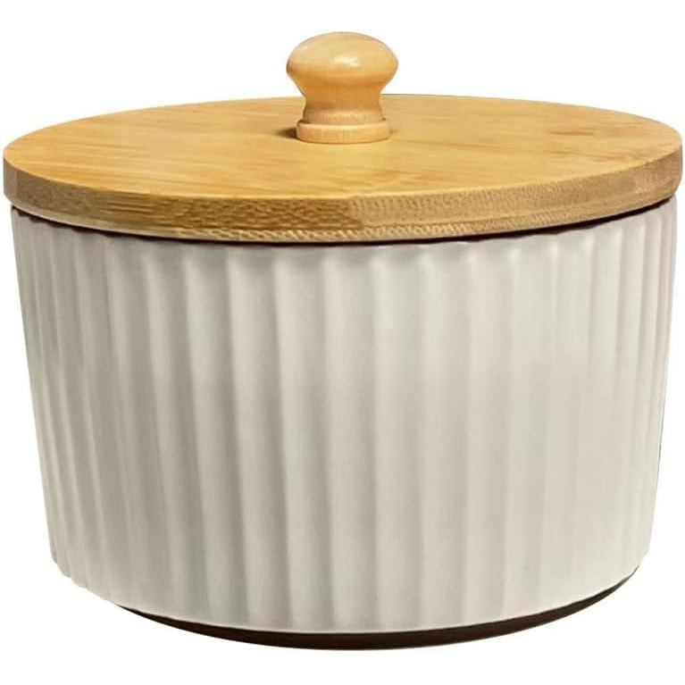 Pote de Cerâmica para Sal e Pimenta com Tampa de Bambu, Pote de Cerâmica de Grande Capacidade para Açúcar e Pimenta, Pot