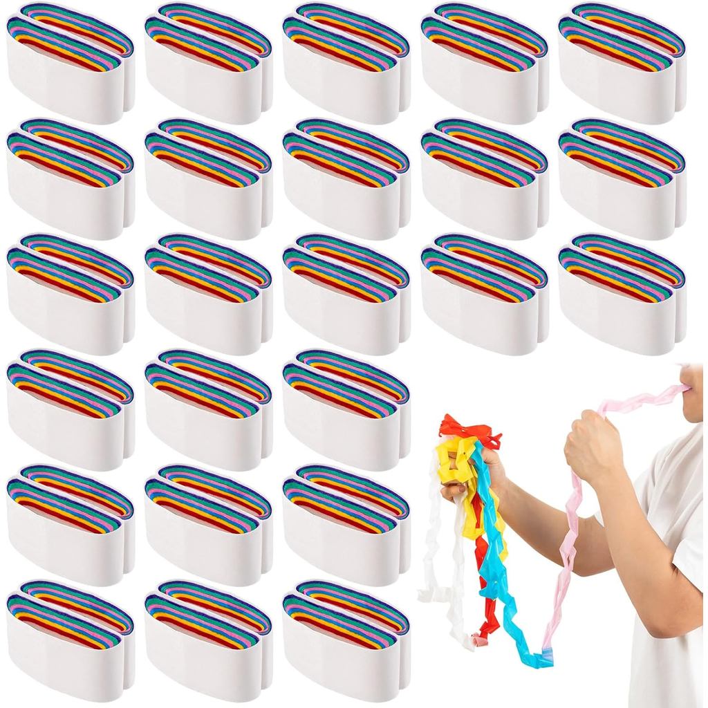 24 Bobinas de Papel Mágicas para Boca, Bobinas Coloridas para Simulação de Vômito, Acessórios de Palhaço para Apresentaç