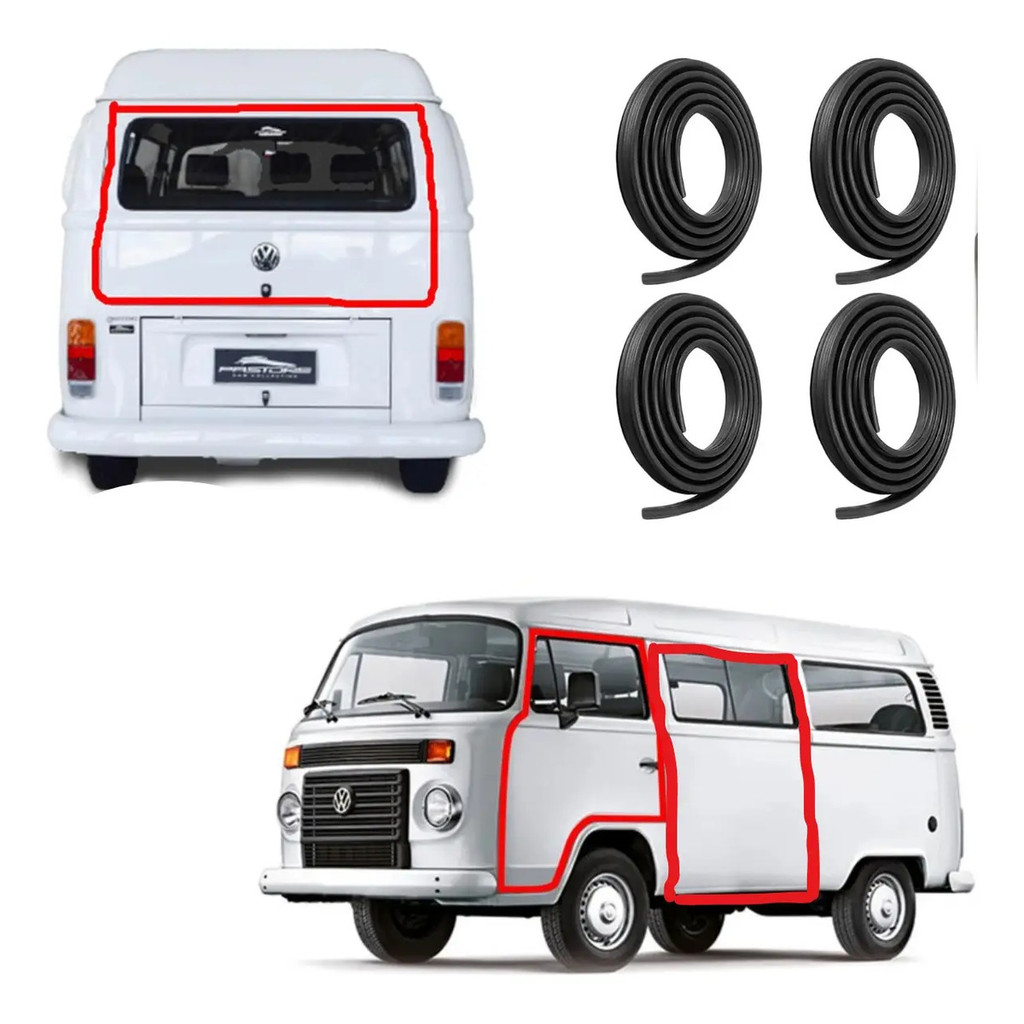 Kit Completo Borracha De Porta E Parabrisa Kombi Carat 98a14