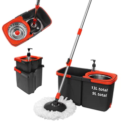 Mop Esfregão Duo Giratório Desmontável Duas Águas Cesto Inox