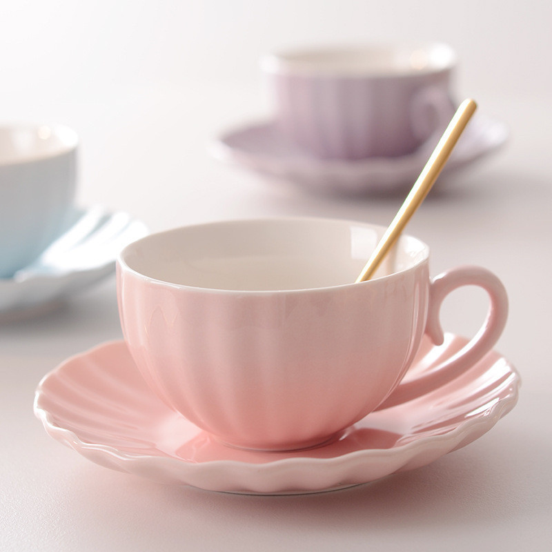Conjunto de pires de cerâmica de abóbora, alto valor, uma xícara, um pires, latte, chá da tarde, flor, xícara de chá mai