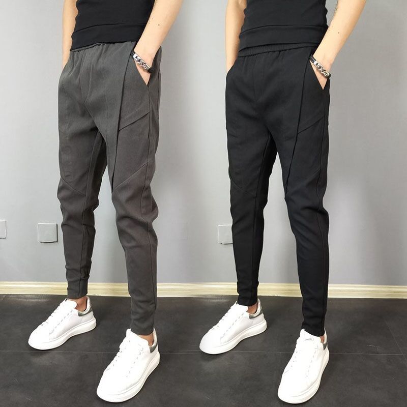 Calças masculinas primavera outono Plus Size 2026 novo estilo rufião bonito magro-ajuste calças magras Street Wear Casua