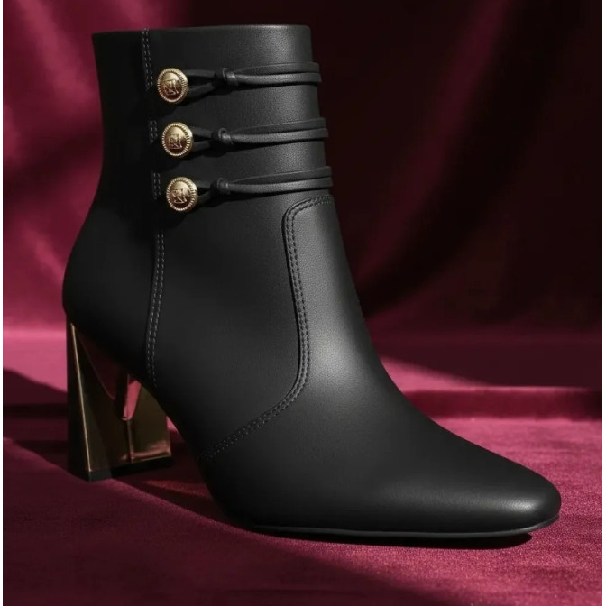 Bota Feminina Ramarim Cano Curto Salto Bloco Geométrico Original — imagem 2 de 2