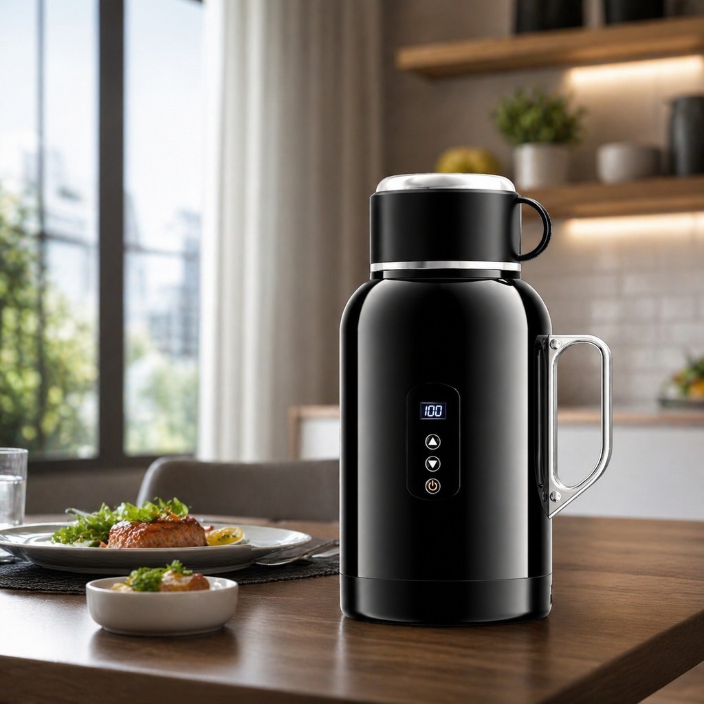 Garrafa Térmica 1,5 Litros Aquecida Com Controle Touch Inox Para Viagem Trabalho Casa Veicular VPL-3240
