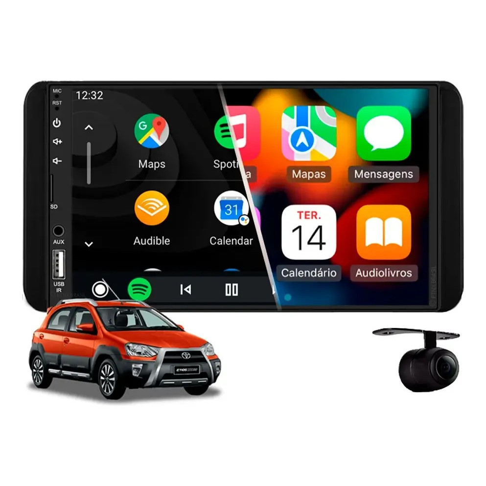 Central Multimídia Carplay Toyota Etios Cross 2014 À 2019