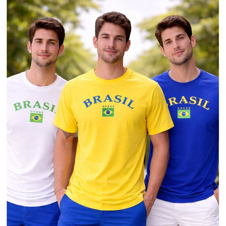 Kit 3 Camisetas Do brasil copa do mundo Seleção Brasileira 100% algodão Envio Imediato