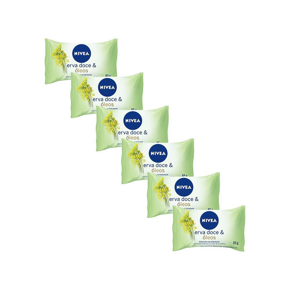 Kit 6 Sabonetes em Barra NIVEA Erva Doce & Óleos 85g