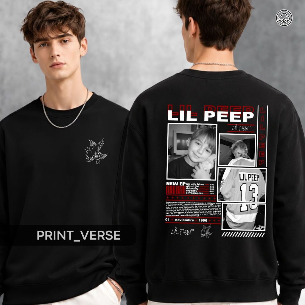 Moletom Careca Lil Peep Crybaby Novembro Hellboy Emo Trap Album Blusa de Frio Inverno Gola Redonda