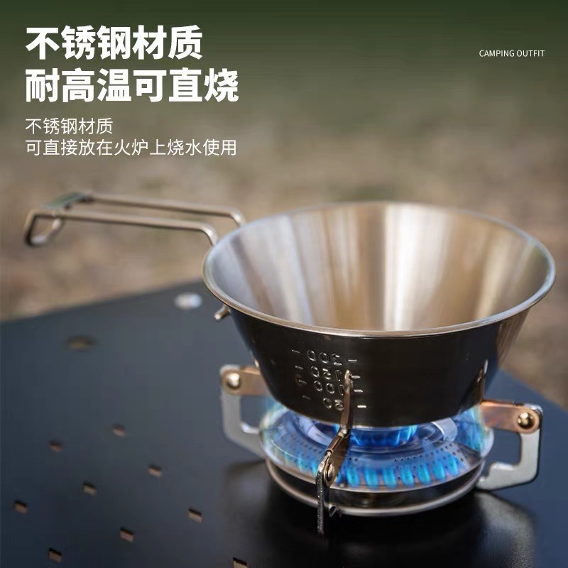 Tigela para acampamento ao ar livre em aço inoxidável 304, utensílios de mesa dobráveis, utensílios de cozinha portáteis