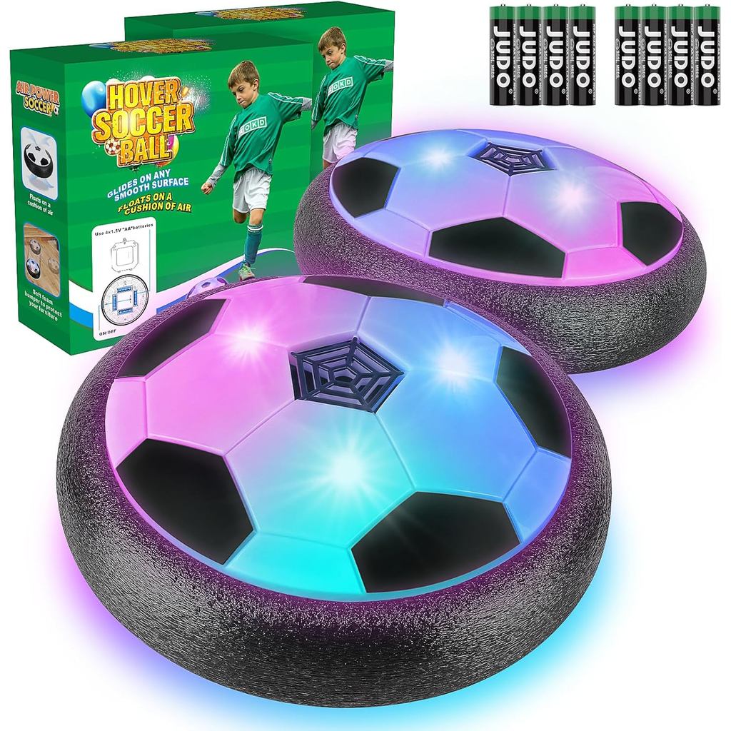 Ocditikl Pacote com 2 Bolas de Futebol Flutuantes com 8 Baterias, Brinquedo de Futebol Flutuante com Luzes LED e Amortec