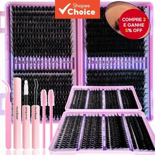 Kit de Cílios Individuais D-Curl 800pcs com Cola, Selante, Pinça e Conjunto de Pincéis.Li…