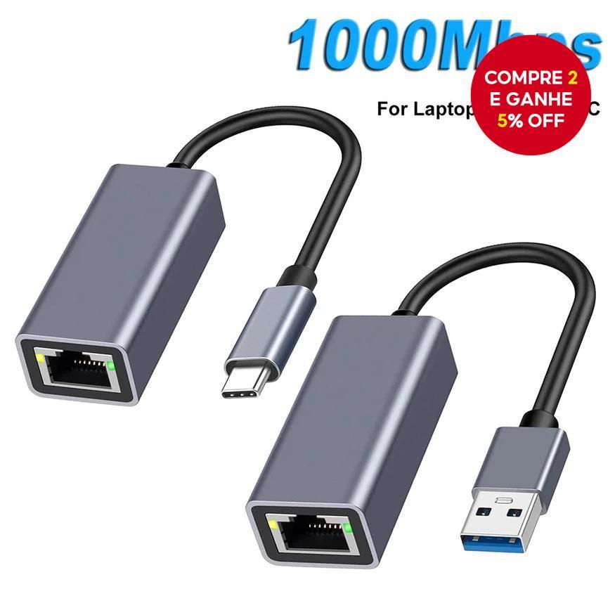 Adaptador Ethernet USB USB3.0 1000Mbps Lan Para Type C RJ45 Cabo De Rede MacBook PC Windows