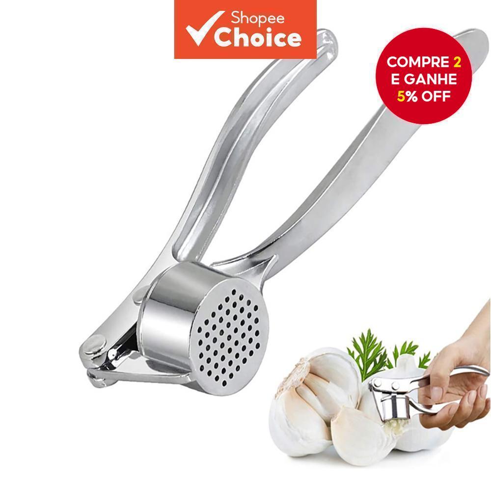 Prensa De Alho Profissional Em Aço Inoxidável , Braçadeira manual , Descascador , Espremedor