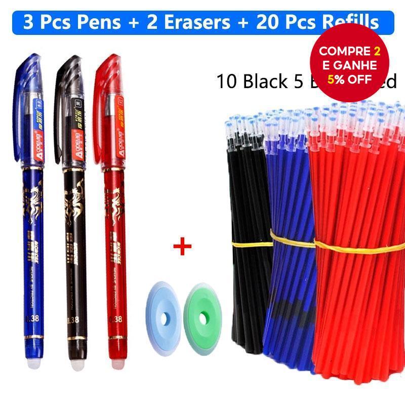 Conjunto De Canetas De Gel Apagáveis M & P 25 Unidades-Esferográficas De Tinta Preta/Azul Para Papelaria Escolar E De Es