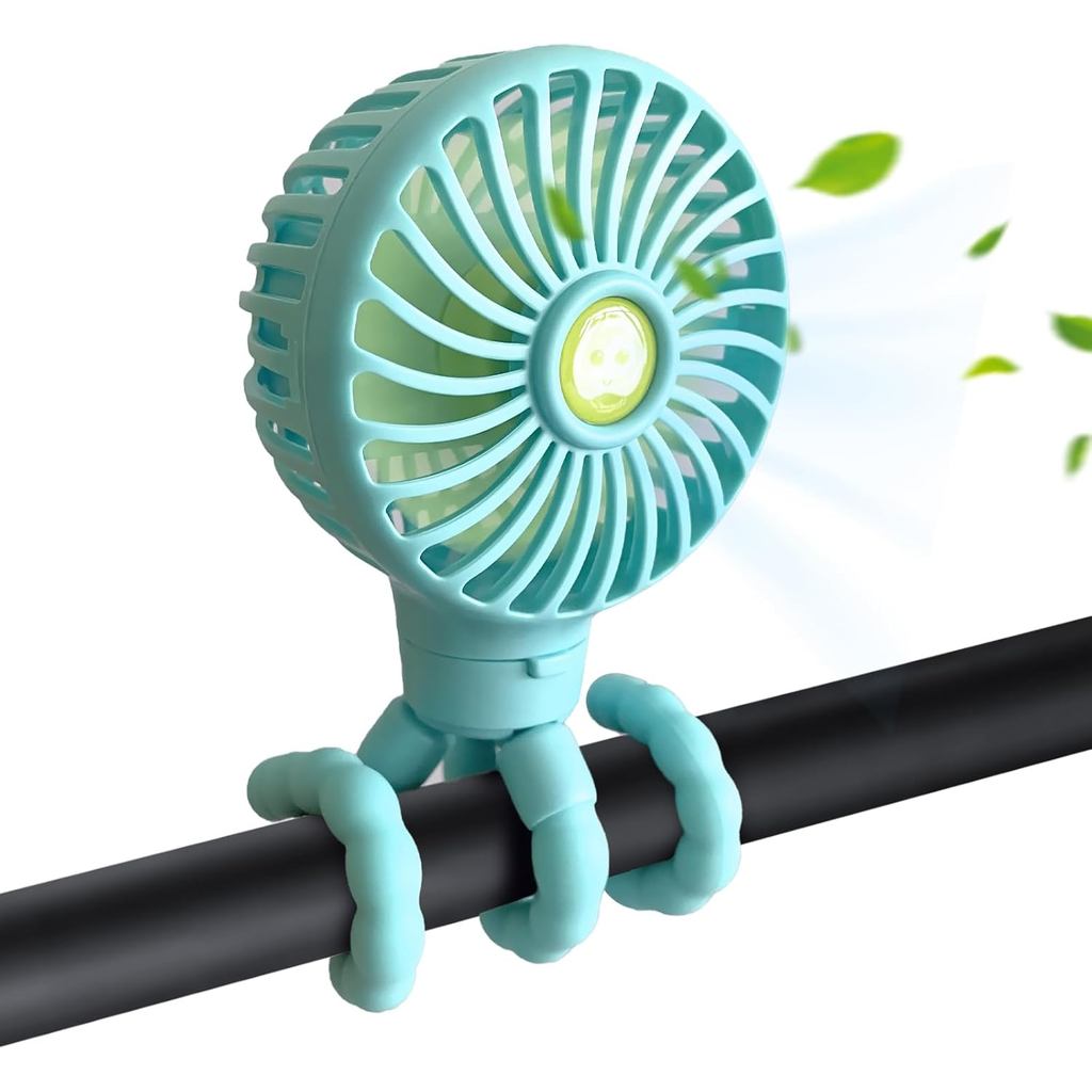 Mini Ventilador Portátil, Ventilador de Mão Recarregável por USB para Carrinho de Bebê, Cadeira de Carro, Ventilador de