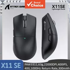 Mouse Gamer Leve Tri-Modo ATTACK SHARK X11 SE, Vida útil HUANO 20 milhões de cliques, PAW3311, 63g, 22000DPI, 400IPS,