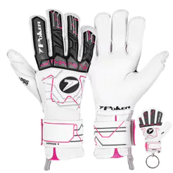 Luva de Goleiro Poker Campo Profissional Champion 9 Branco Preto e Rosa - Adulto