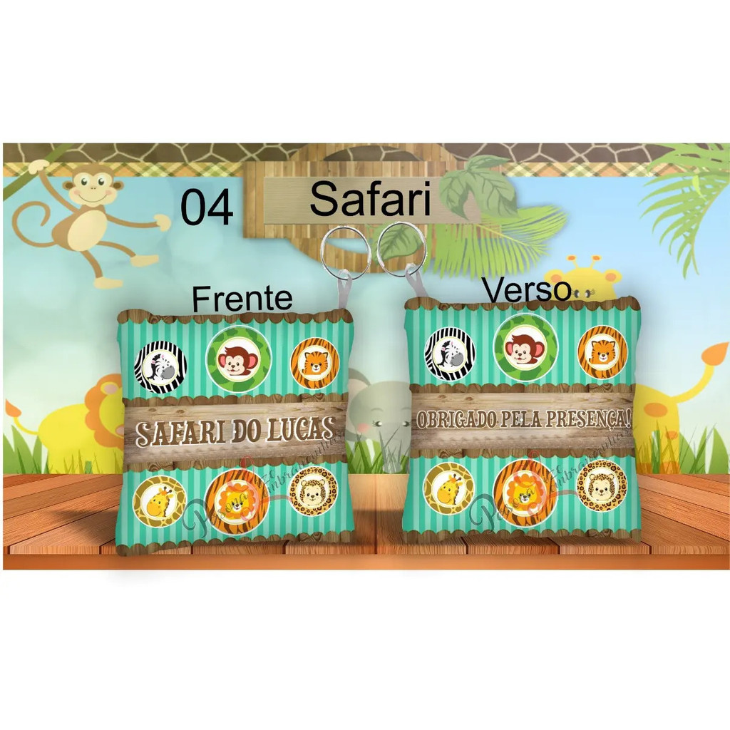 150 Chaveiro Almofada Tema Safári Frente E Verso
