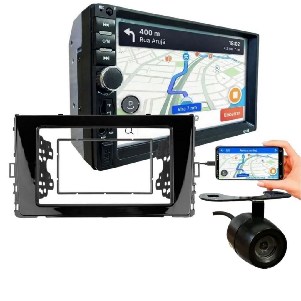 KIT MOLDURA PARA CENTRAL MULTIMIDIA MP5 7 POL CÂMERA DE RÉ VW T-CROSS/NOVO POLO/ VIRTUS BLACK PIANO