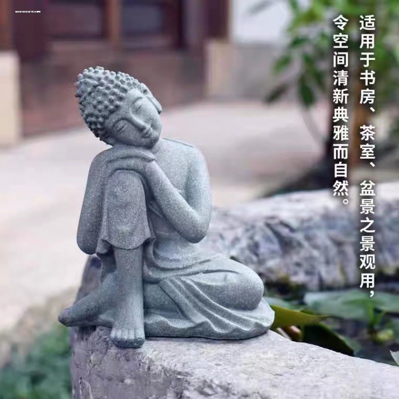 Novo estilo chinês telhado piso Zen buda estátua decoração pátio varanda jardim terraço decoração paisagem Villa decoraç