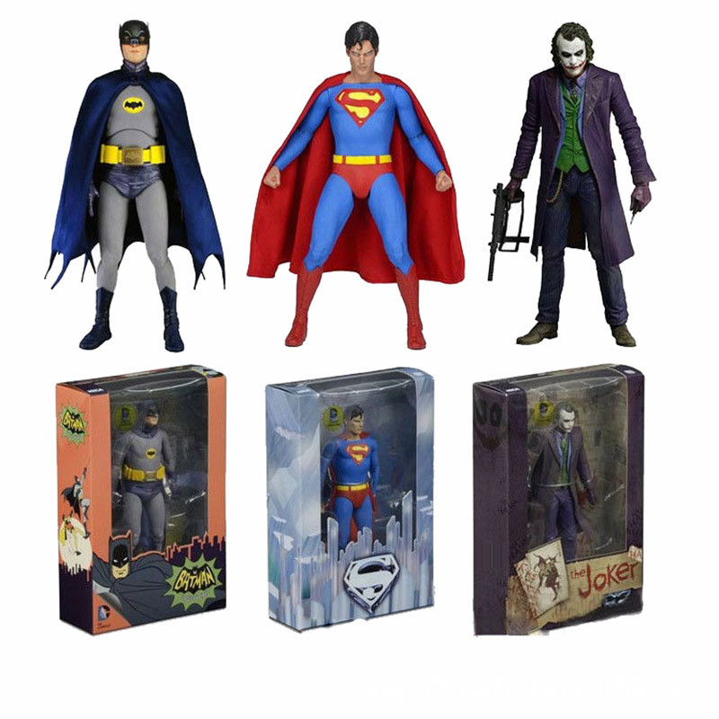 NECA DC Superman Batman Figura Joker Girl Justice Dawn Forrest Gump Knight Joker Modelo móvel de 23 cm
