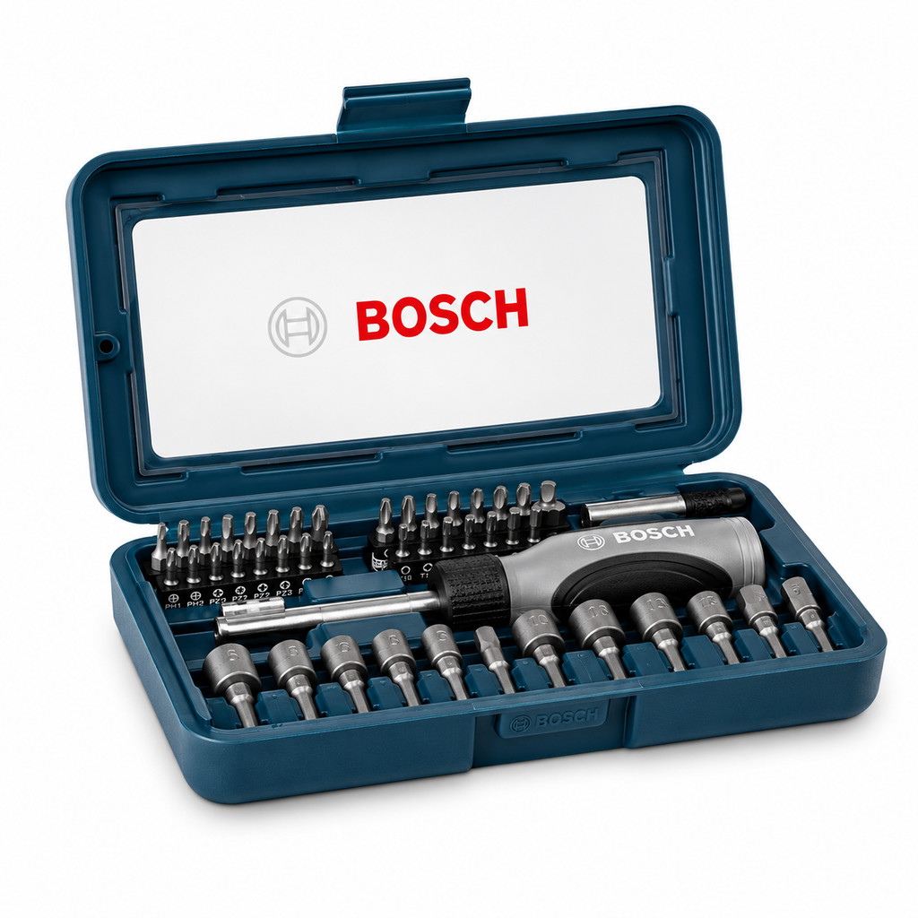 Kit Bits e Soquetes Bosch com 46 Peças Extra Hard Phillips Fenda Pozidriv Torx