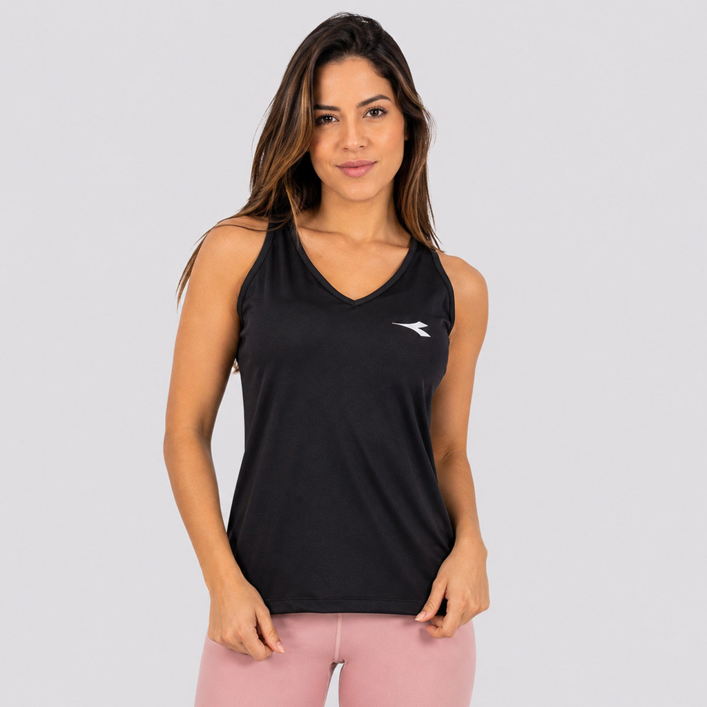 Regata Diadora Logo Feminina Preta