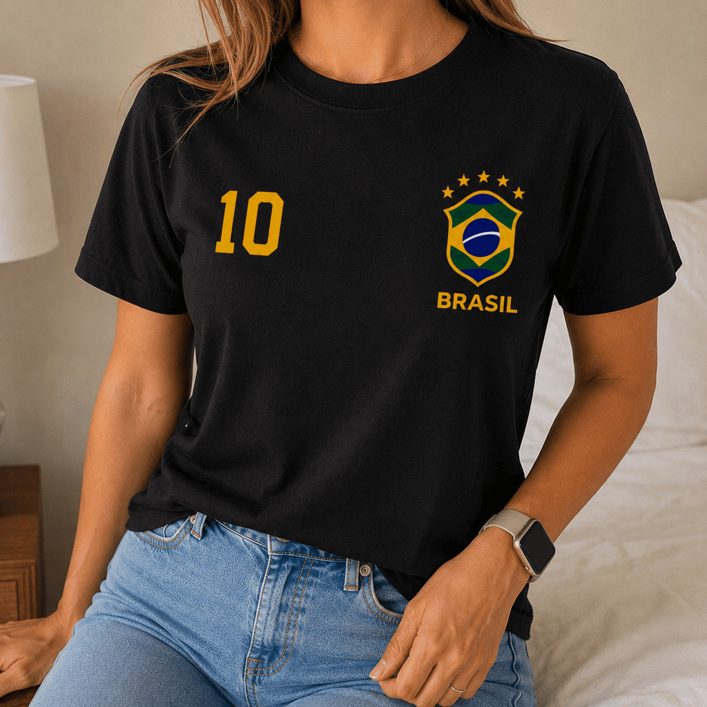 Camiseta Feminina Brasil Hexa Camisa Manga Curta Jogo Copa Futebol