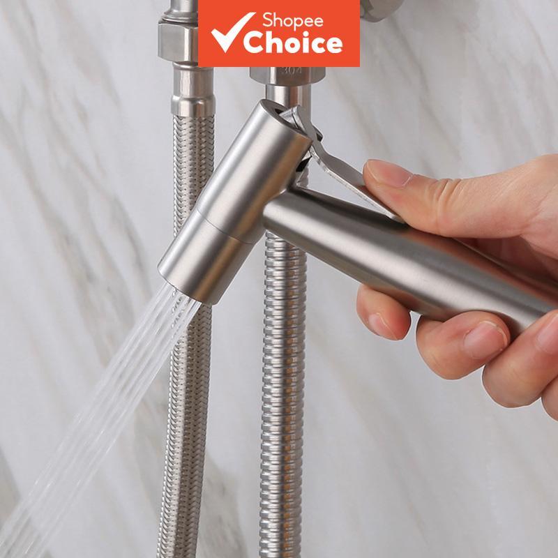 Kit de Spray para Higiene Feminina, Pistola de Bidê Manual em Aço Inoxidável com Suporte de Parede