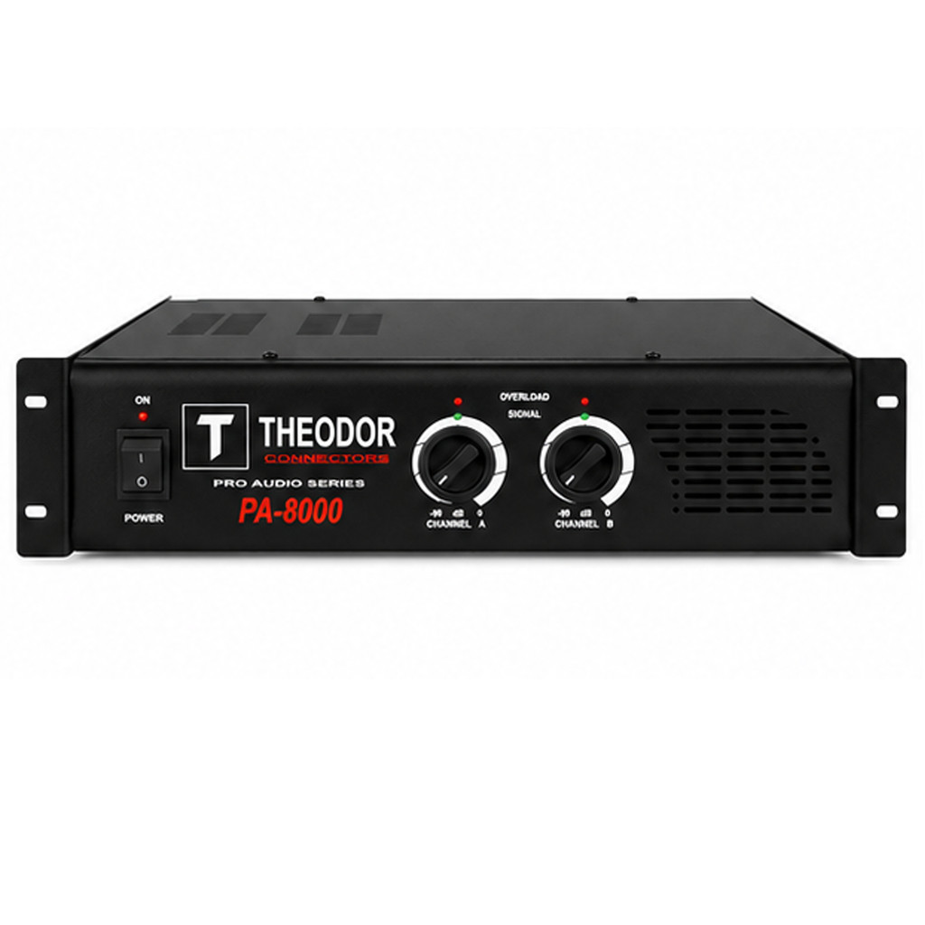 Potência Profissional Amplificador PA8000 Theodor Para Caixas De Som 800W RMS Para Eventos