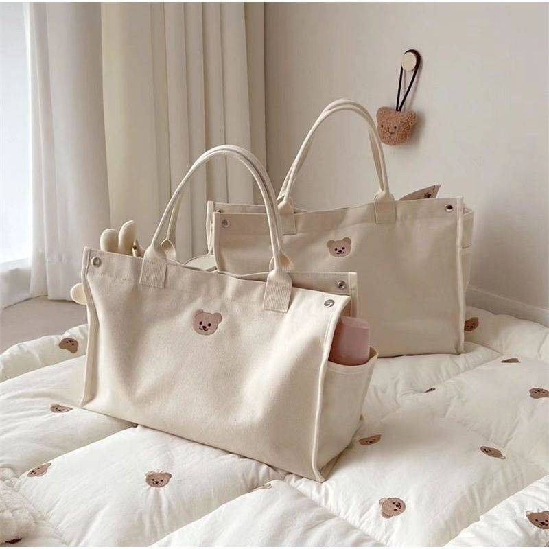 Ins simples mãe saco mãe bebê passeio lona mãe bebê bolsa moda Tote grande capacidade