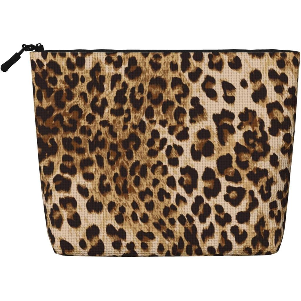 Animal Leather Leopard Skin Makeup Bag Travel Cosmetic Bag Organizer Toiletry Bag Make Up Bags For Women Girls Large Lig