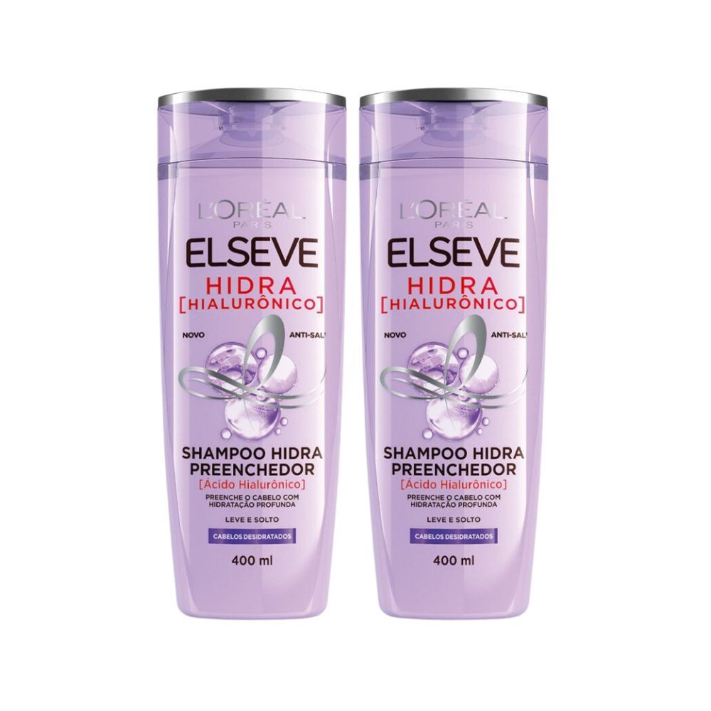 Kit 2 Shampoo Preenchedor LOréal Paris Elseve Hidra Hialurônico 400ml