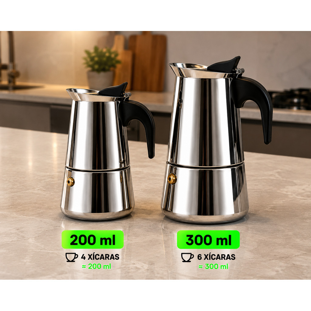 Moka Pot Cafeteira Italiana Inox 4 e 6  Xícaras Expresso Café Clássico