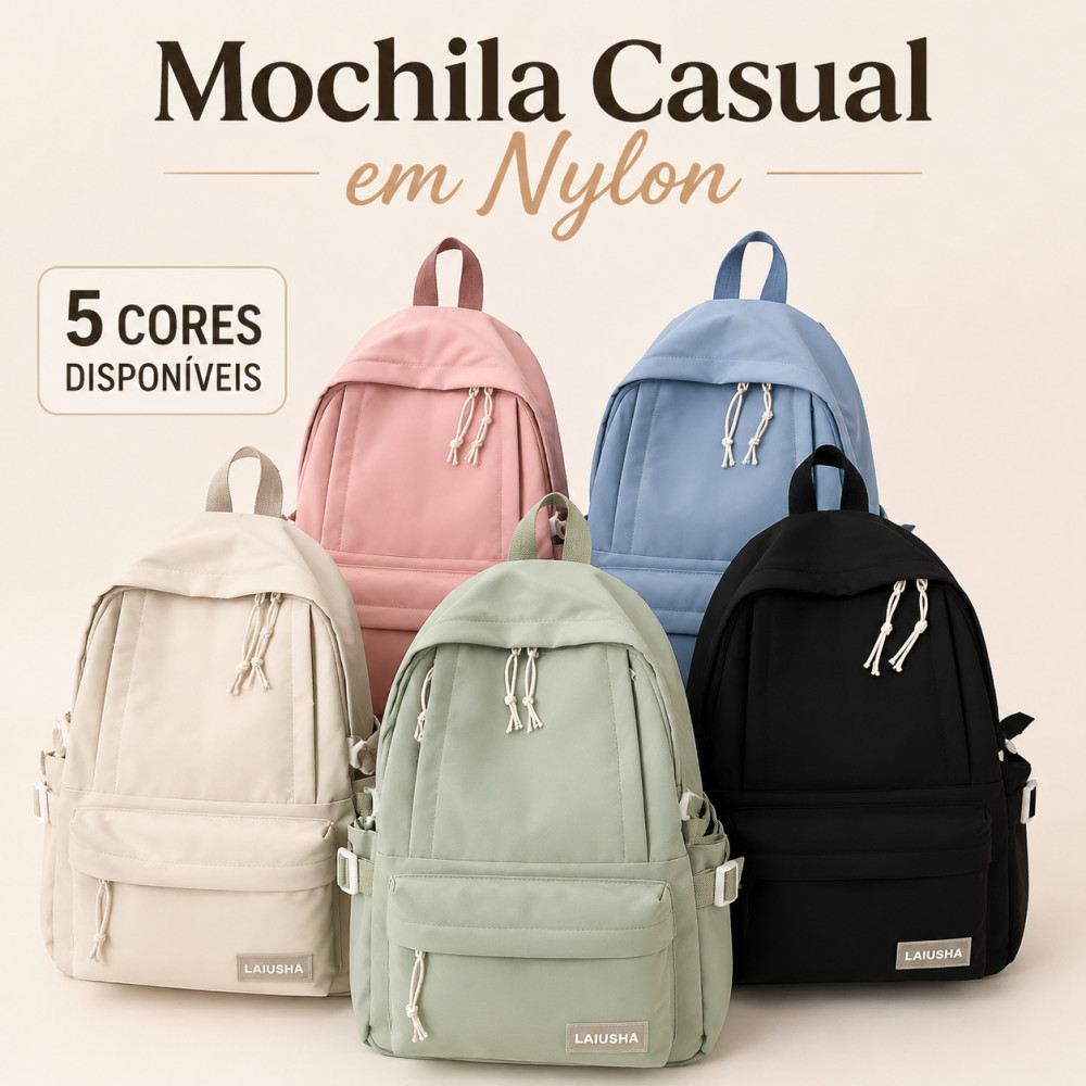 ✨ Mochila de Nylon Resistente para Notebook 14" | Ideal para Escola, Faculdade e Trabalho, Várias Cores Disponíveis