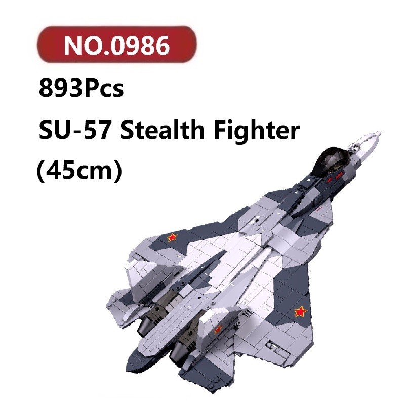 SU-57 Stealth Fighter Building Blocks 893 Pcs Sluban Plane Bricks Toy Set