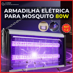 Armadilha Elétrica para Mosquito 80W Mata Insetos Luminária Led com Suporte para Parede