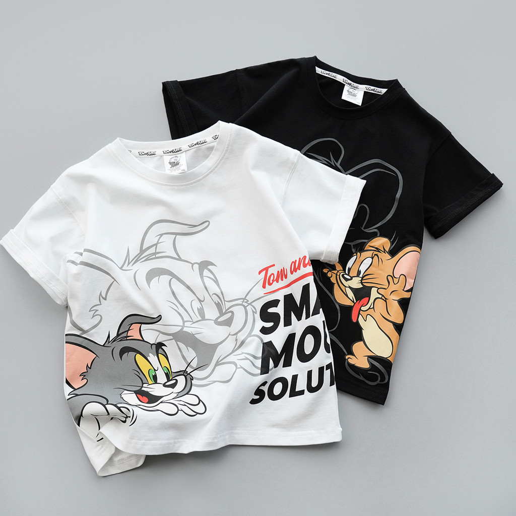 Crianças dos desenhos animados camiseta meninos meninas fino de manga curta topos médio grande crianças verão roupas inf