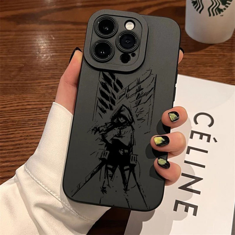 Capa de Telefone de Silicone Hot Anime Attack On Titan New Pupil Full Screen para iPhone 16 15 14 13 12 11 X XR Xs SE 8
