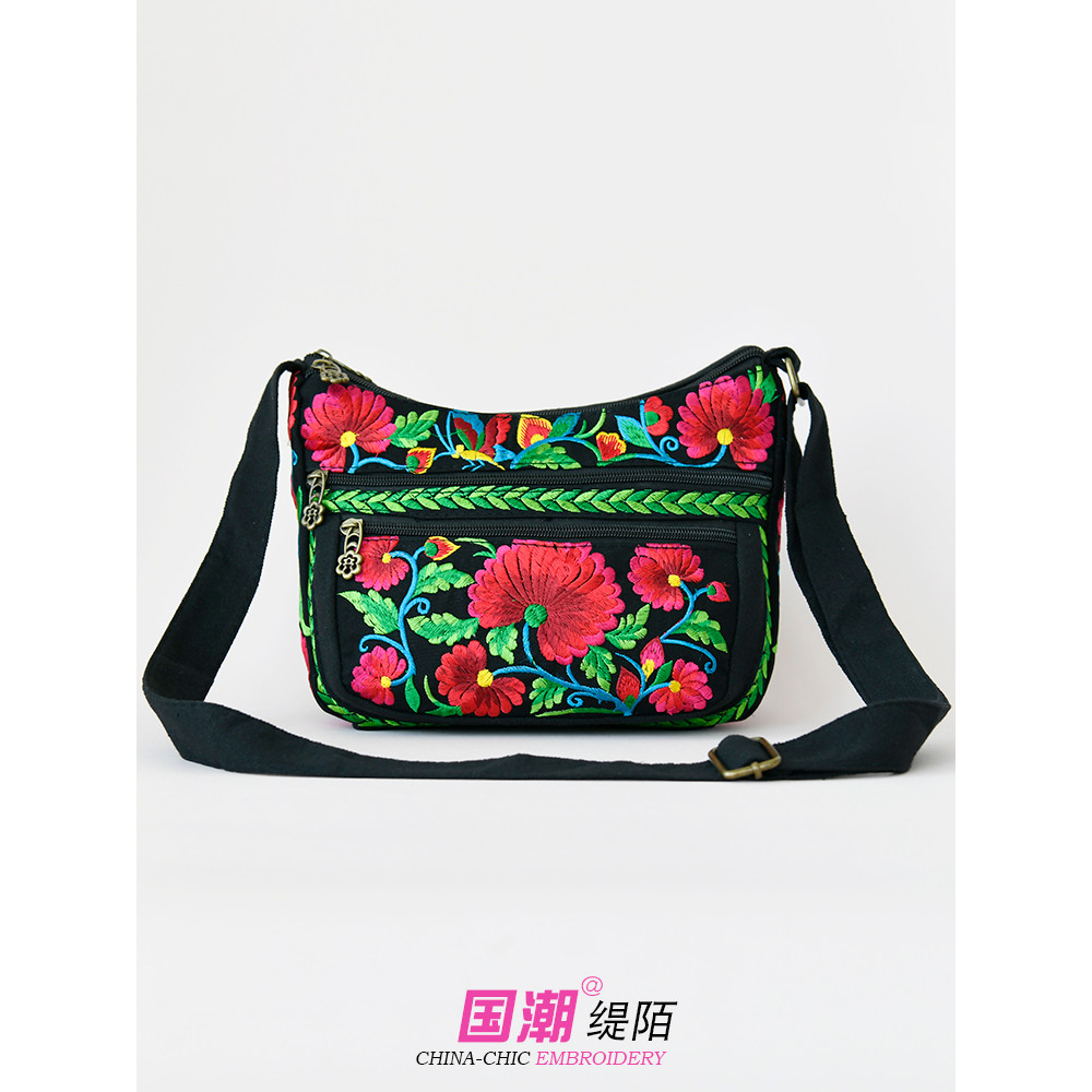 Bolsa pequena feminina novo estilo estilo étnico bordado flor pano saco moda Casual bolsa de ombro saco do mensageiro Al