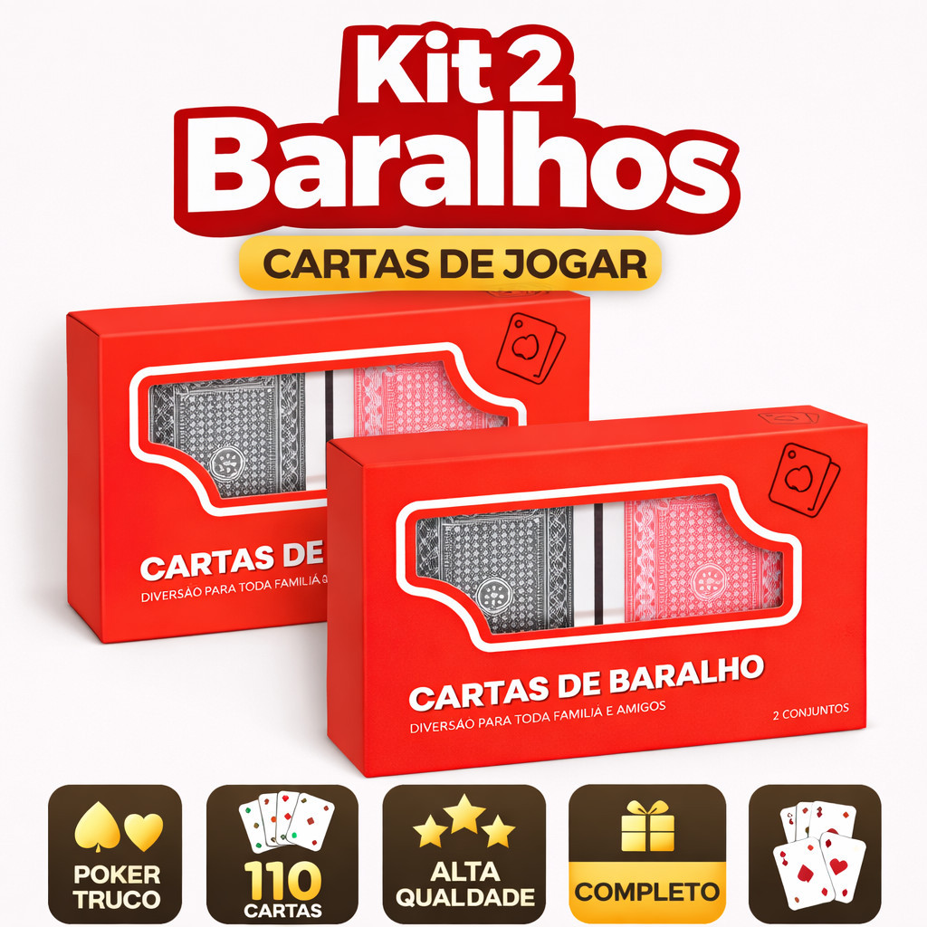 kit 2 Jogos De Baralho Duplo Cartas Royal Plastico Resistente ( 4 Conjuntos )