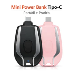 Carregador Portátil Chaveiro Tipo-C de Emergência Mini Power Bank