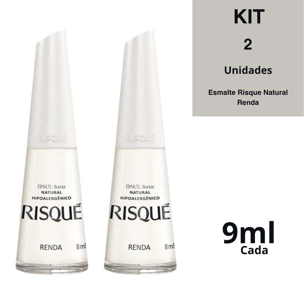 Kit 2 Esmaltes Risque Natural Renda Cremoso 8ml Cada