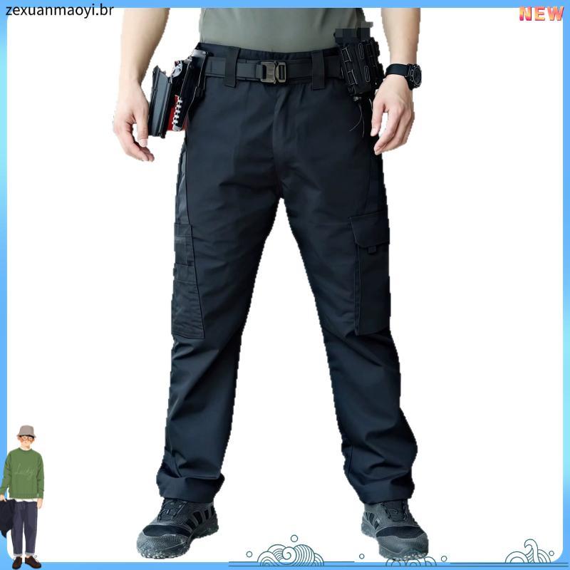 Calça Tática Masculina Rip Stop Militares Cargo Impermeável com 9 Bolsos De Segurança Pesca