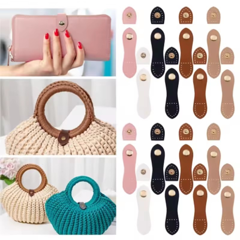 Fivela De Bolsa De Couro Da Moda-Para Acessórios DIY-Fecho De Ferrolho De Carteira-Botões Feitos À Mão Pacote De Cartão