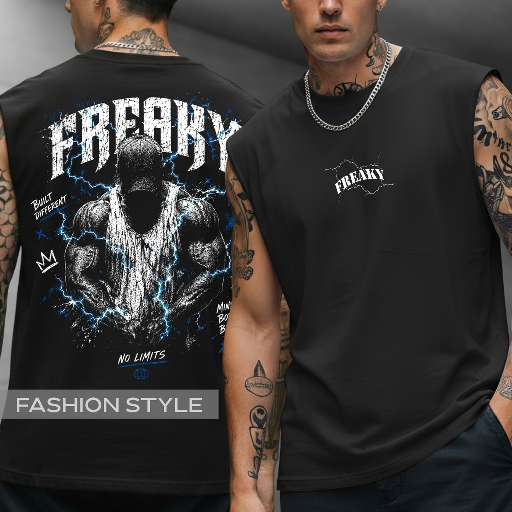 Regata Oversized Academia Freaky Thunder Treino Hardcore Marromba Beast Mode Ganley Gym Camisa Unissex 100% Algodão