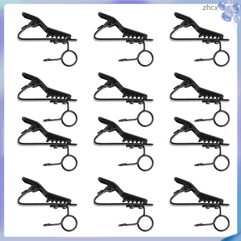 12pçs Clipe De Gravata De Lapela De Microfone Universal Mini Ferro Preto
